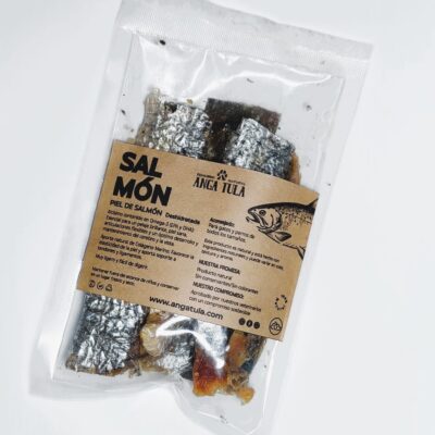 Piel de salmón deshidratada natural para perros y gatos, mejora piel y brillo del pelaje